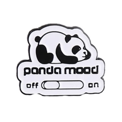 metalowa przypinka panda mood biało-czarna z przełącznikiem nastroju