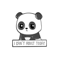 Metalowa przypinka panda I can't adult today - widok z przodu