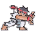 Metalowa przypinka Ryu Street Fighter pixel art