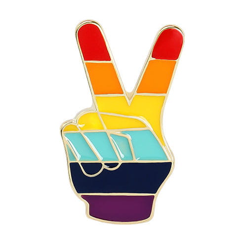 metalowa przypinka pokój LGBT tęczowe kolory symbol pokoju