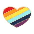 metalowa przypinka serce LGBT tęczowe paski