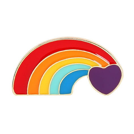 metalowa przypinka tęcza LGBT z sercem
