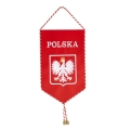 Proporczyk haftowany Polska z godłem - widok z przodu