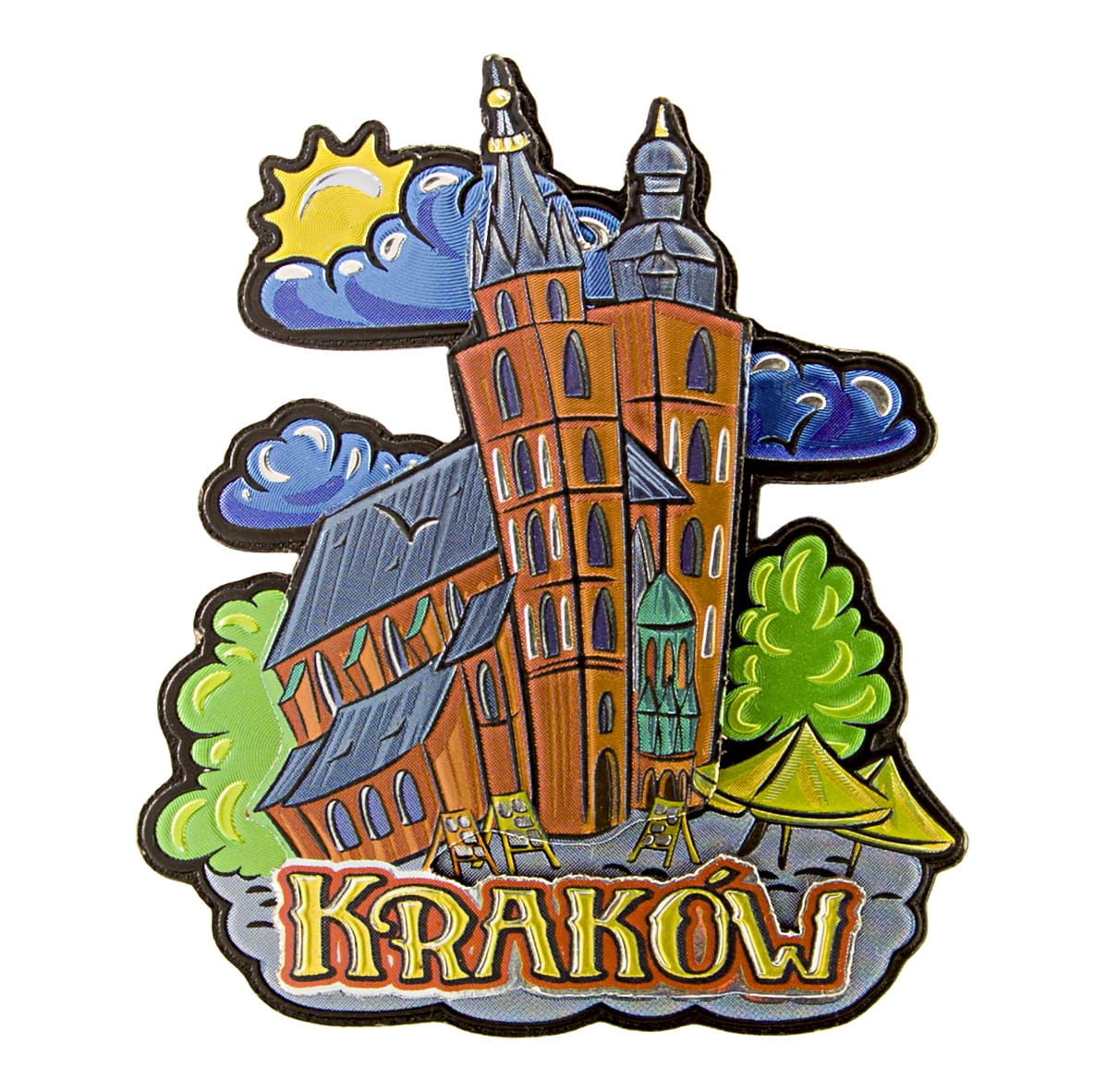 magnes na lodówkę Kraków Kościół Mariacki metalizowany pamiątka