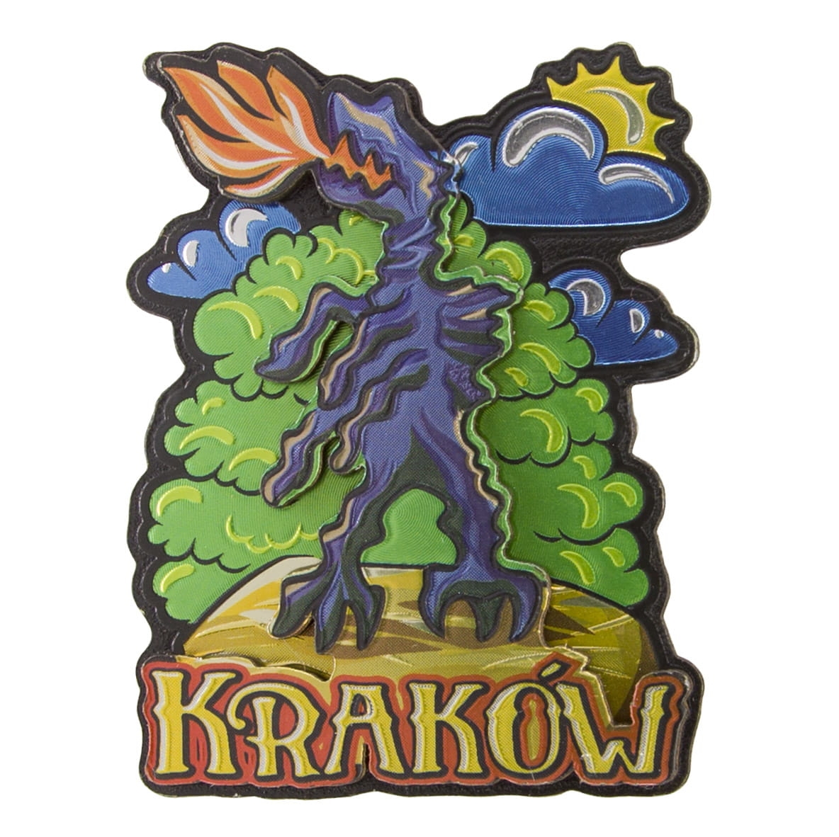 magnes na lodówkę metalizowany Kraków Smok Wawelski pamiątka