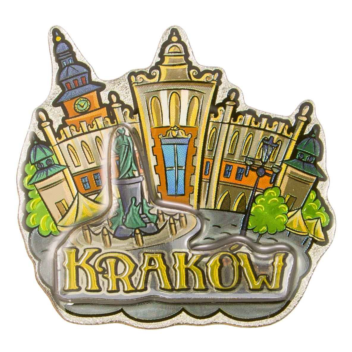 magnes na lodówkę metalizowany Kraków rynek pamiątka z Krakowa