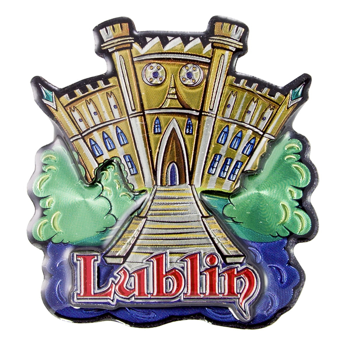 magnes na lodówkę metalizowany Lublin Zamek pamiątka z Lublina