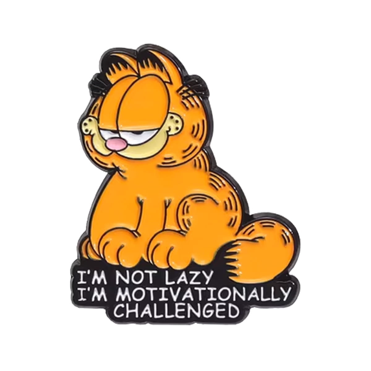 metalowa przypinka garfield motywacyjnie wyzwany