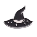 metalowa przypinka tiara czarownicy czarny kapelusz z gwiazdkami