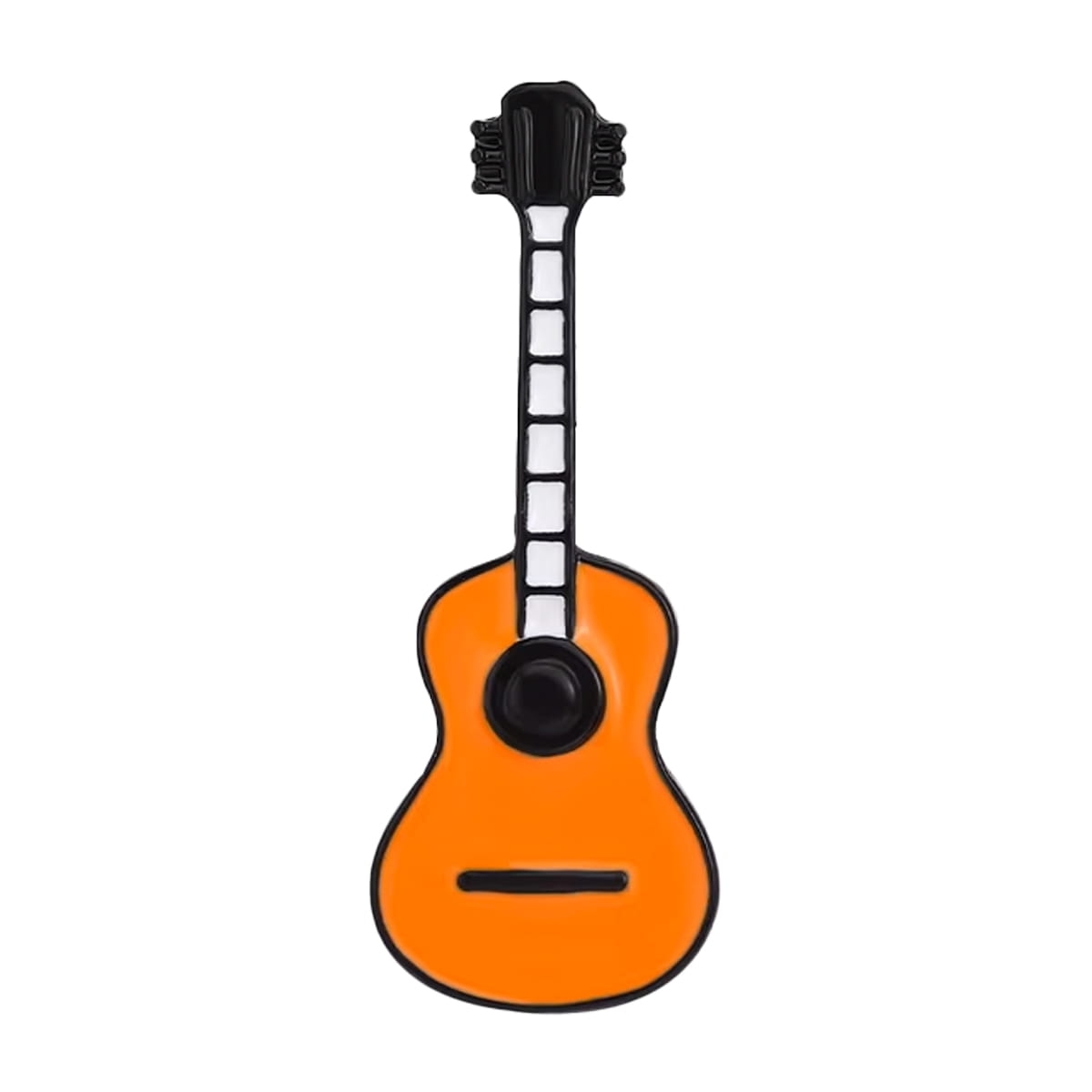 metalowa przypinka gitara pomarańczowa muzyczna