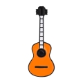 metalowa przypinka gitara pomarańczowa muzyczna
