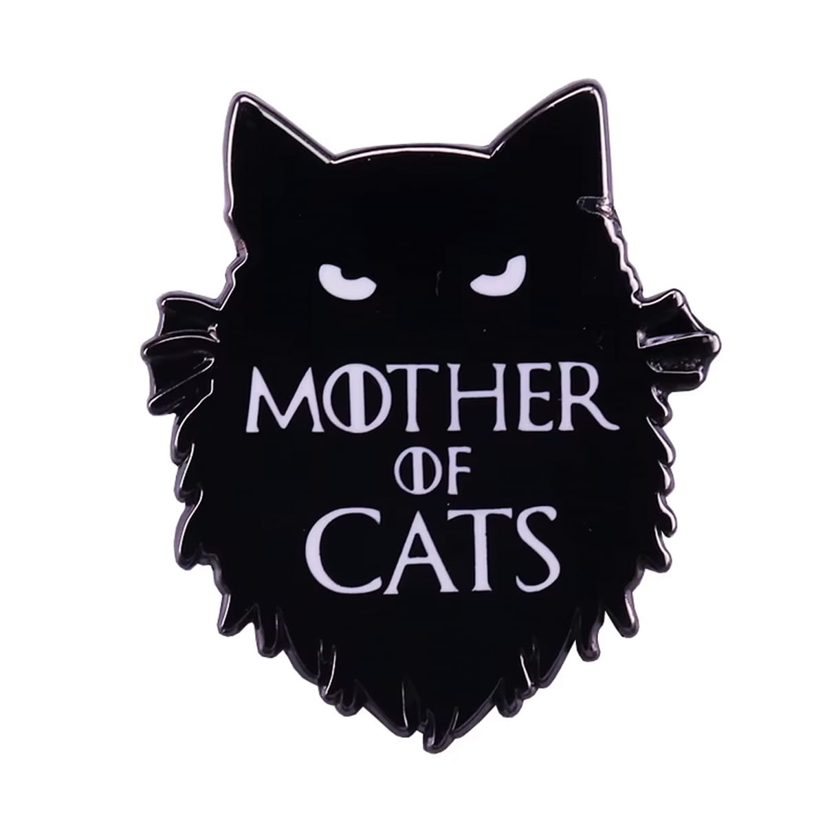 metalowa przypinka kot mother of cats czarna emaliowana