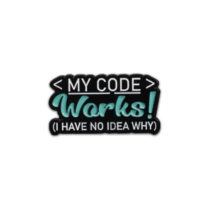 Metalowa przypinka programisty My code works