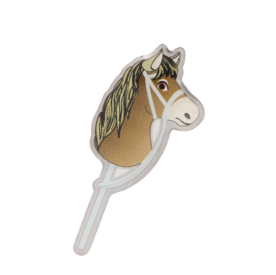 Metalowa przypinka hobby horse brązowy koń z grzywą