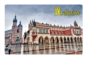 Magnes z efektem 3D Kraków Sukiennice w Deszczu
