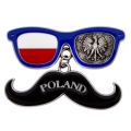 Magnes na lodówkę Okulary Polska metalowy z flagą i godłem