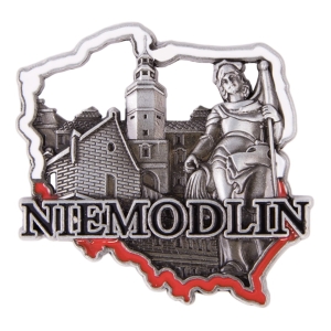 Magnes na lodówkę w kształcie Polski – Niemodlin, metalowy