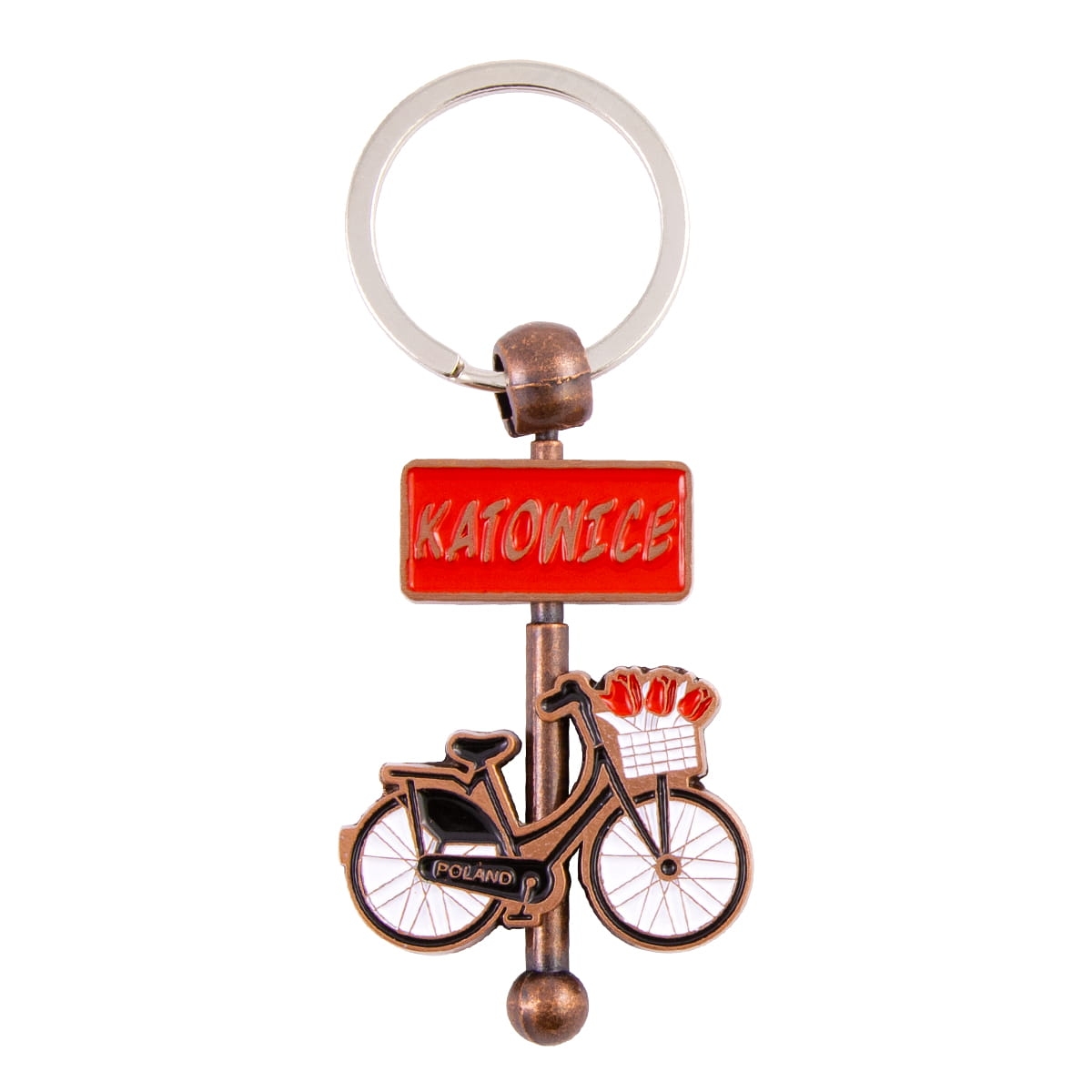 brelok do kluczy rower Katowice metalowy miedziany