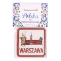 Magnes naszywka Warszawa w opakowaniu - prezentacja