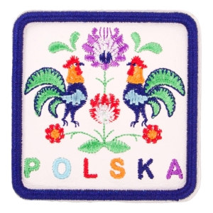 Magnes na lodówkę – Naszywka naprasowanka haft Polska folkowe koguciki