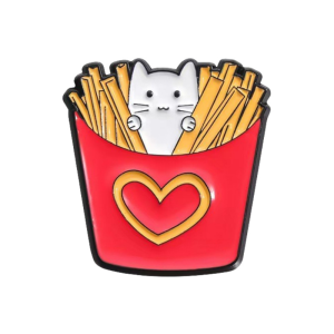 Metalowa przypinka frytki, kotek