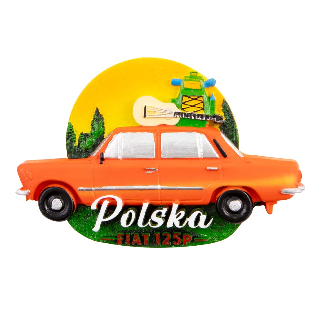 Magnes na lodówkę Fiat 125P Polska pomarańczowy pamiątka z Polski