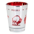 kieliszek lustrzany Polska z żubrem i napisem