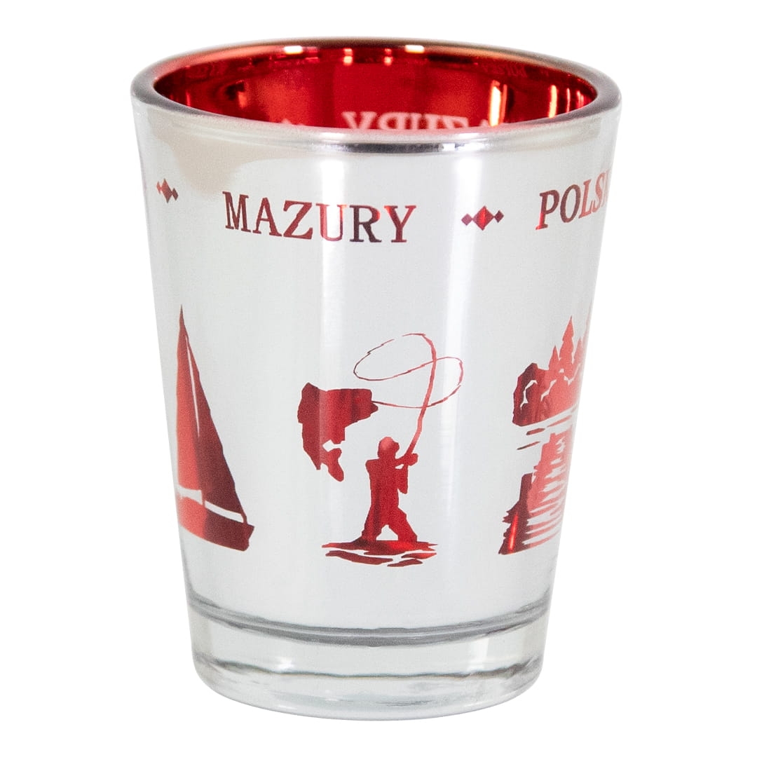Kieliszek Lustrzany Mazury - pamiątka z Polski z nadrukiem żeglarskim