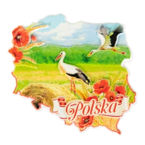 Magnes na lodówkę w kształcie Polski – Bociany