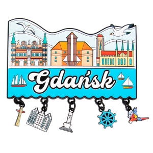 Magnes na lodówkę – Gdańsk, z zawieszkami, metalowy