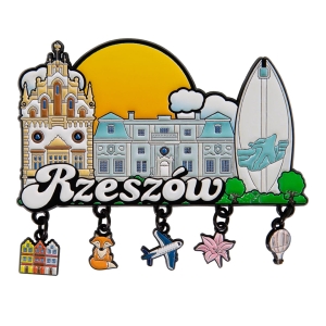 Magnes na lodówkę – Rzeszów, z zawieszkami, metalowy
