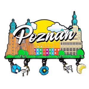 Magnes na lodówkę – Poznań, z zawieszkami, metalowy
