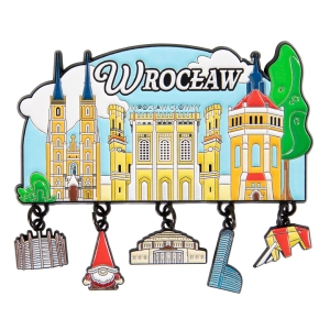 Magnes na lodówkę – Wrocław, z zawieszkami, metalowy