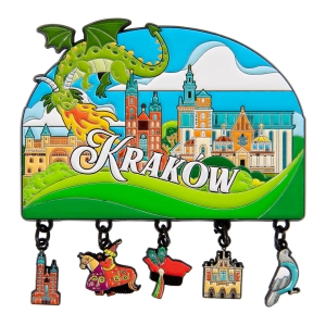 Magnes na lodówkę – Kraków, z zawieszkami, metalowy