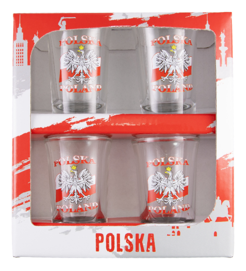 zestaw kieliszków do wódki 40ml flaga opakowanie prezentowe