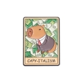 Metalowa przypinka kapibara capy-italism - widok z przodu