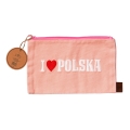 Saszetka I Love Polska różowa pastelowa z zawieszką