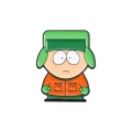 Metalowa przypinka Kyle South Park w pomarańczowej kurtce