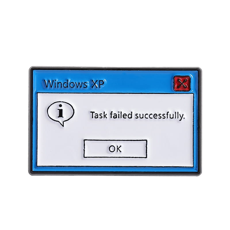 przypinka task failed successfully Windows XP metalowa