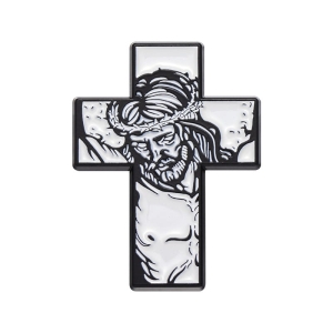 Metalowa przypinka Jezus na krzyżu