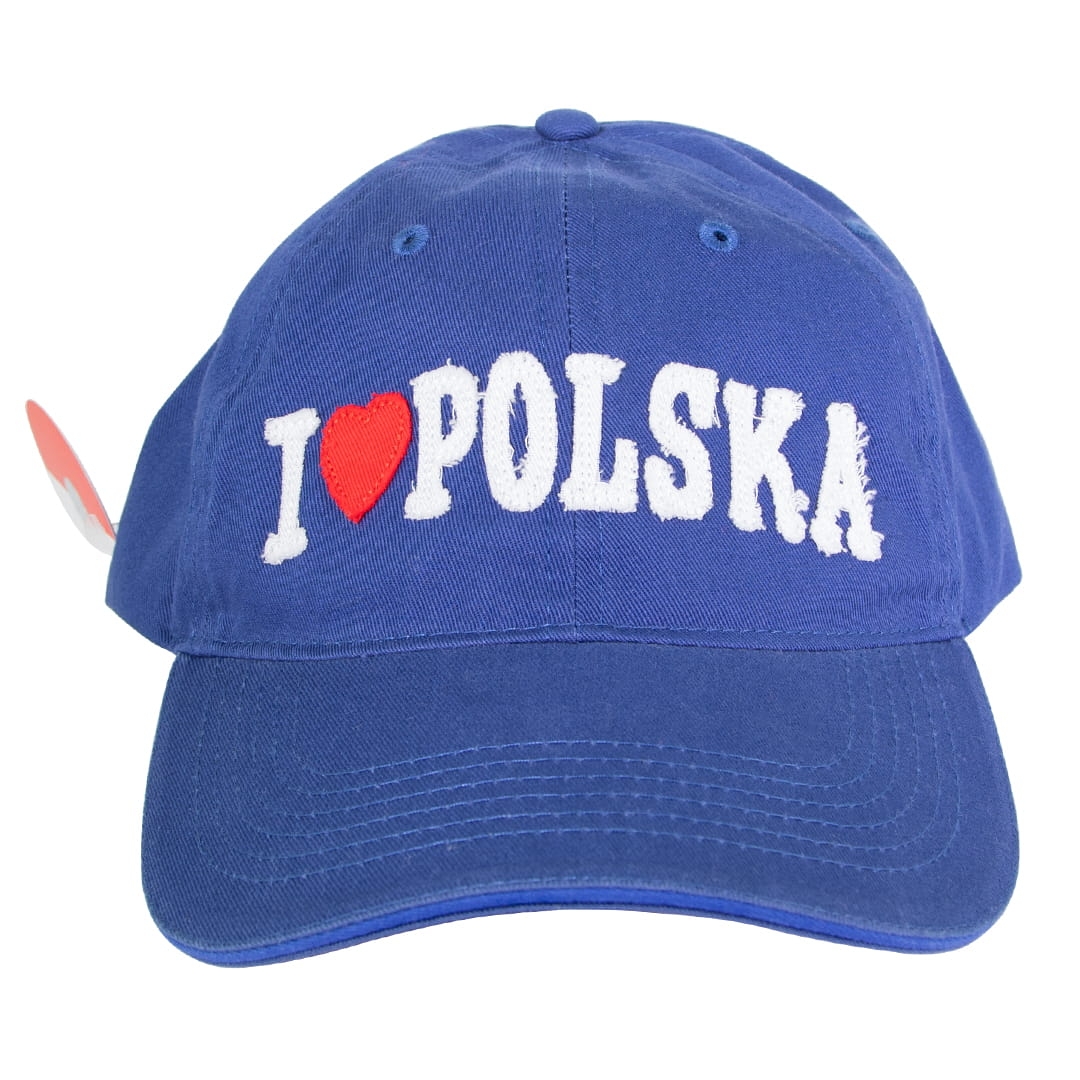 Czapka z daszkiem B-Fashion I love Polska niebieska z haftem