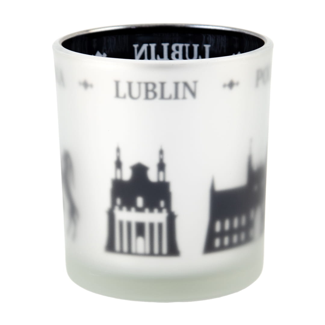 szklanka matowa Lublin z zabytkami miasta