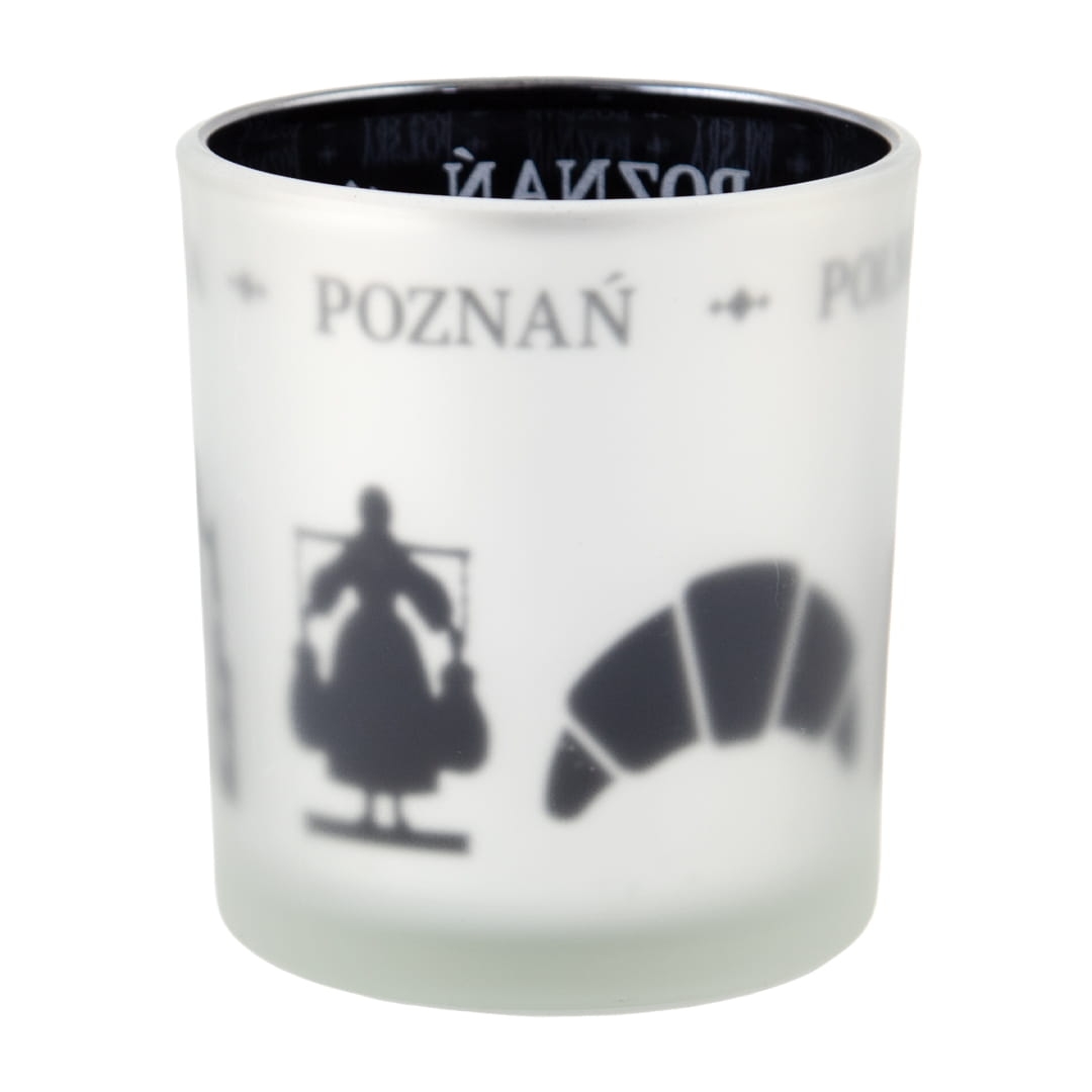 szklanka matowa Poznań napis symbole poznańskie