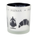 szklanka matowa Poznań napis symbole poznańskie