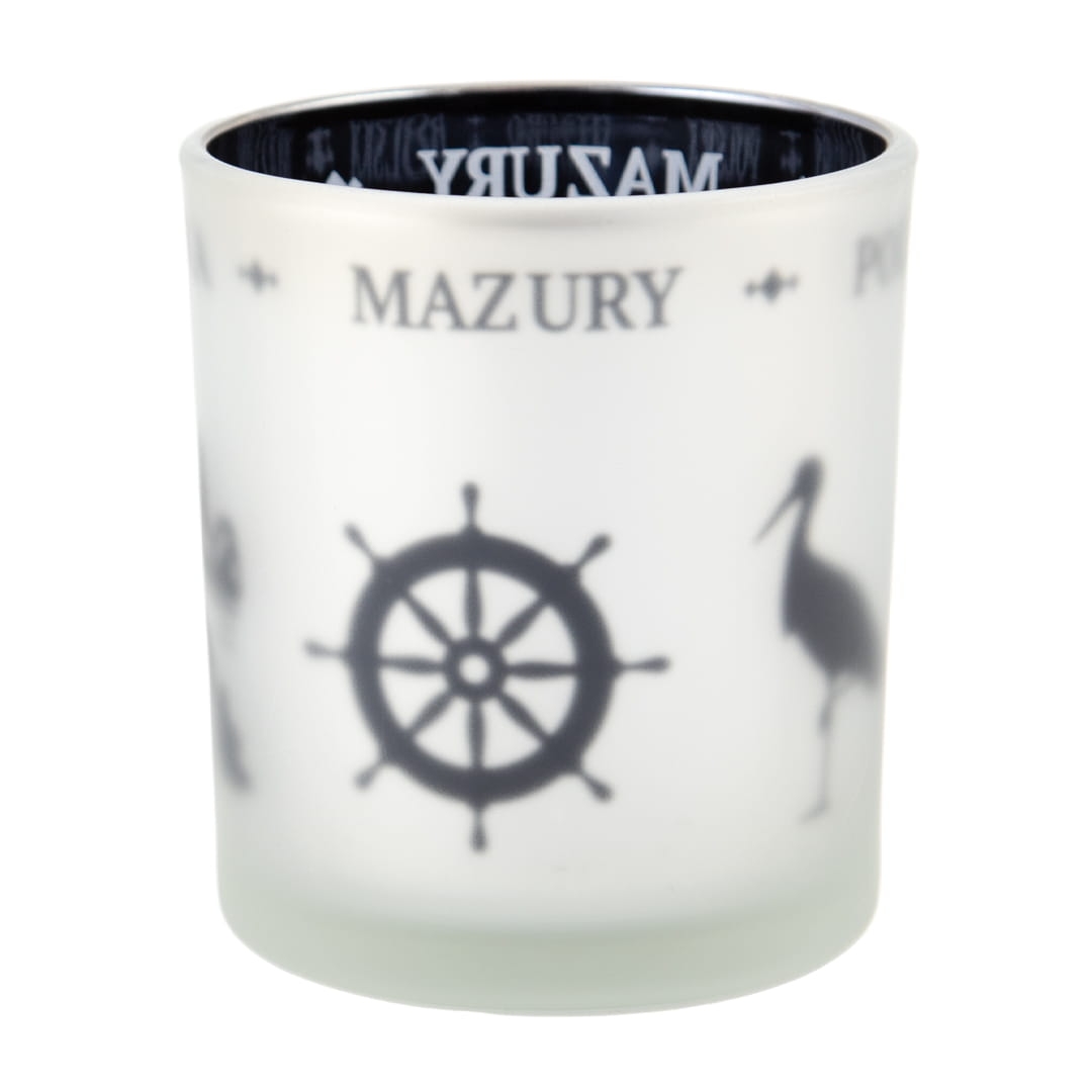 szklanka matowa Mazury ster żaglówka motyw marynistyczny