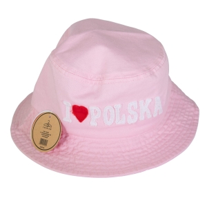 Kapelusz letni I love Polska różowy