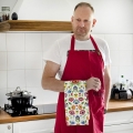 ściereczka kuchenna biała folk kolorowe kwiaty prezentacja kuchnia