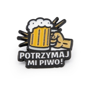 Metalowa przypinka potrzymaj mi piwo