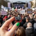 przypinka witajcie kochani czerwone korale demonstracja