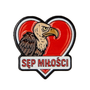Metalowa przypinka Sęp miłości